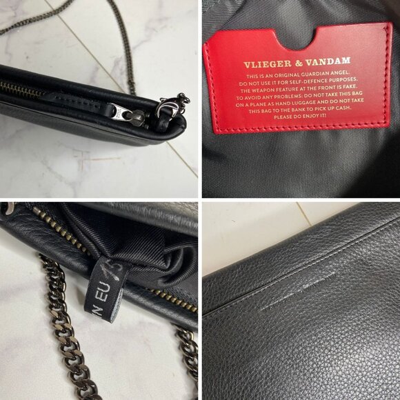 Vlieger & Vandam Black Leather Gun Embossed GUARDIAN ANGEL Bag Purse - Picture 8 of 12